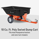 Husqvarna 538731701 DC600p 10 Cu. Ft. Poly Swivel Utility Dump Cart, Lawn Mower Attachments with 600-Lb. Weight Capacity