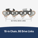 Husqvarna 531300437 H30 Narrow Kerf 16 Inch Chainsaw Chain Replacement, .325" Pitch, .050" Gauge, and 66 Drive Links