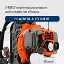 Husqvarna 965877502 350BT Gas Leaf Blower, 50.2-cc 2.1-HP 2-Cycle Backpack Leaf Blower with 692-CFM, 180-MPH, 21-N Powerful Clearing Performance