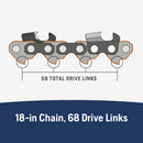 Husqvarna 585639068 X-Cut S83G 68 Drive Link Replacment Chain for 18-in, 0.050" Gauge, 3/8" Pitch