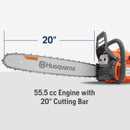 Husqvarna 970613260 455 Rancher 55.5-cc 20 inch Gas Chainsaw, 0.058" Gauge and 3/8" Pitch