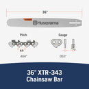 Husqvarna 596690004 X-Tough 36 Inch Laminated Chainsaw Bar with Large mount, .404" Pitch .063" Gauge and 104 drive links