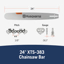 Husqvarna 596690784 X-Tough 24 Inch Laminated Chainsaw Bar with large mount, 3/8" Pitch .063" Gauge, 84 Drive Links