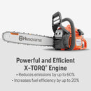 Husqvarna 970612116 435 40.9-cc 16 inch Gas Chainsaw, 0.050" Gauge and .325" Pitch