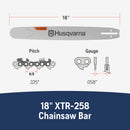 Husqvarna 596689872 X-Tough 18 Inch Laminated Chainsaw Bar with small mount, .325" Pitch .058" Gauge, 72 Drive Links