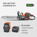 Husqvarna 970601202 Power Axe 350i 18 inch 40V Battery Powered Cordless Chainsaw, 7.5 Ah, .050" Gauge, 3/8" mini Pitch, Battery and Charger Included