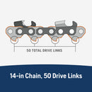 Husqvarna 585422150 X-Cut S93G 14 Inch Chainsaw Chain Replacement, 3/8" Mini Pitch, .050" Gauge, and 50 Drive Links