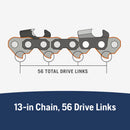 Husqvarna 581643656 X-Cut SP33G 13 Inch Chainsaw Chain Replacement, .325" Pixel Pitch, .050" Gauge, and 56 Drive Links