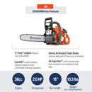 Husqvarna 967108411 130 38-cc 16 inch Gas Chainsaw, 0.050" Gauge and 3/8" mini Pitch