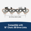Husqvarna 599999968 Rancher 18 Inch Laminated Chainsaw Bar, 3/8" Pitch .058" Gauge, 68 Drive Links